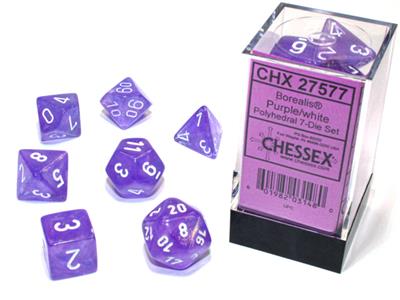 Borealis Polyhedral Purple/White Luminary 7-Die Set