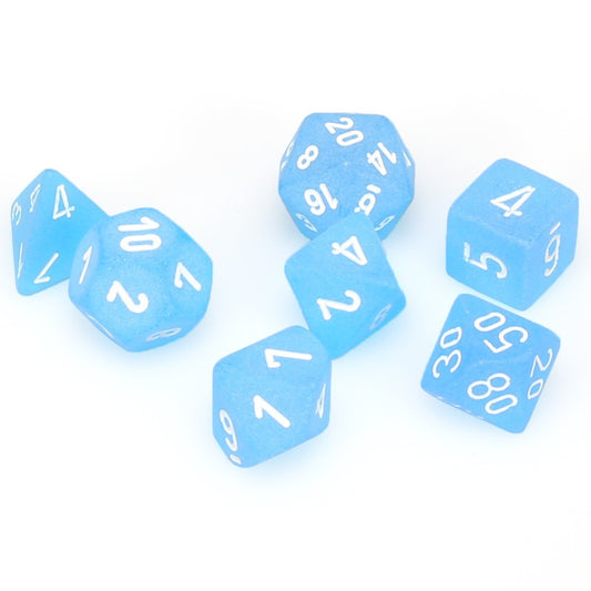 RPG Dice: Caribbean Blue/White: Frosted