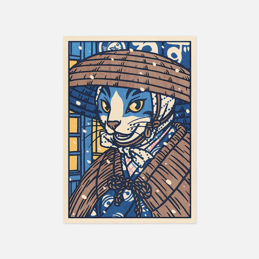 Yeaaah! Studio:Cat Leaving A Restaurant in the Snow Postcard