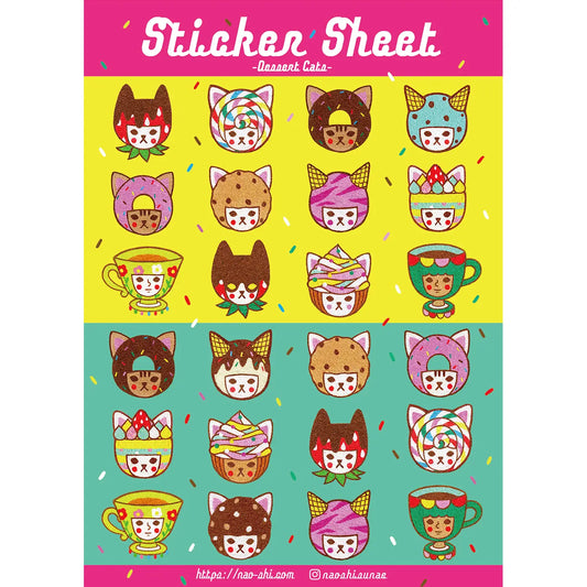 Naoshi: Dessert Cats Sticker Sheet