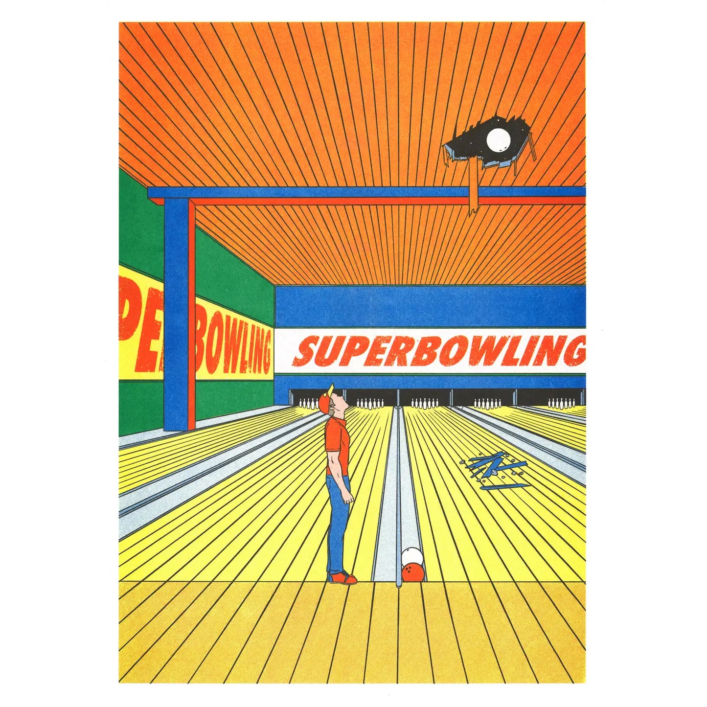 Simon Bailly: Super Bowling Art Print