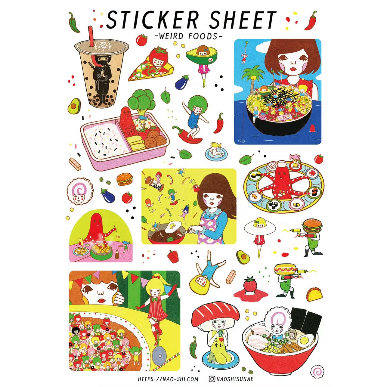 Naoshi: Weird Foods Sticker Sheet