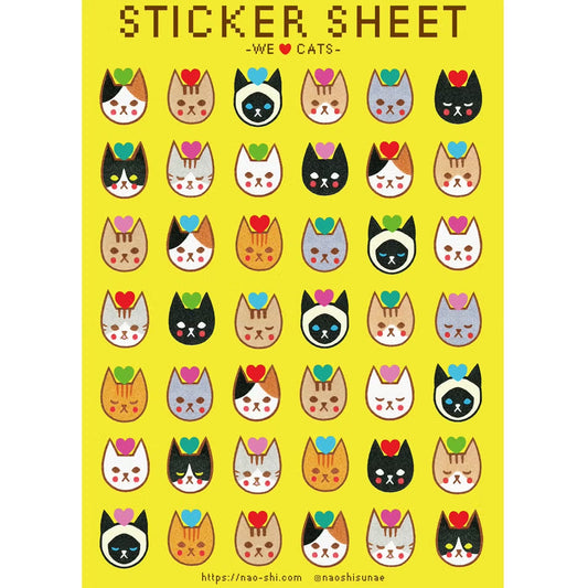 Naoshi: We Love Cats Sticker Sheet