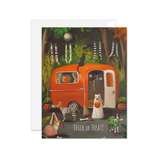 Janet Hill: the Dogs of Halloween Blank Greeting Card