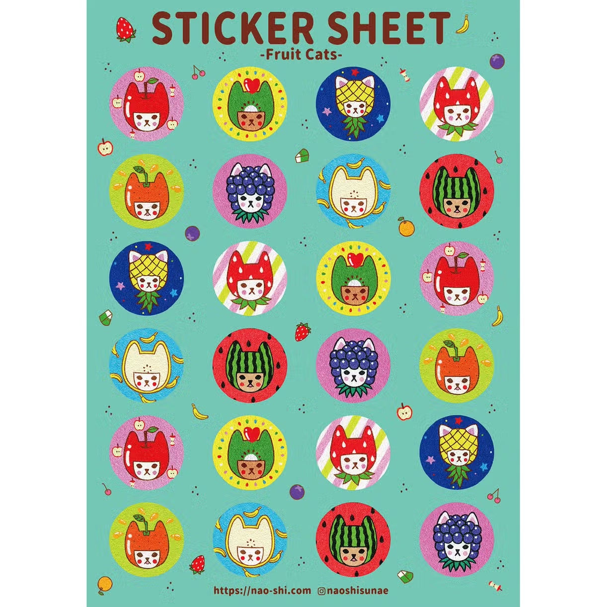 Naoshi: Fruit Cats Sticker Sheet